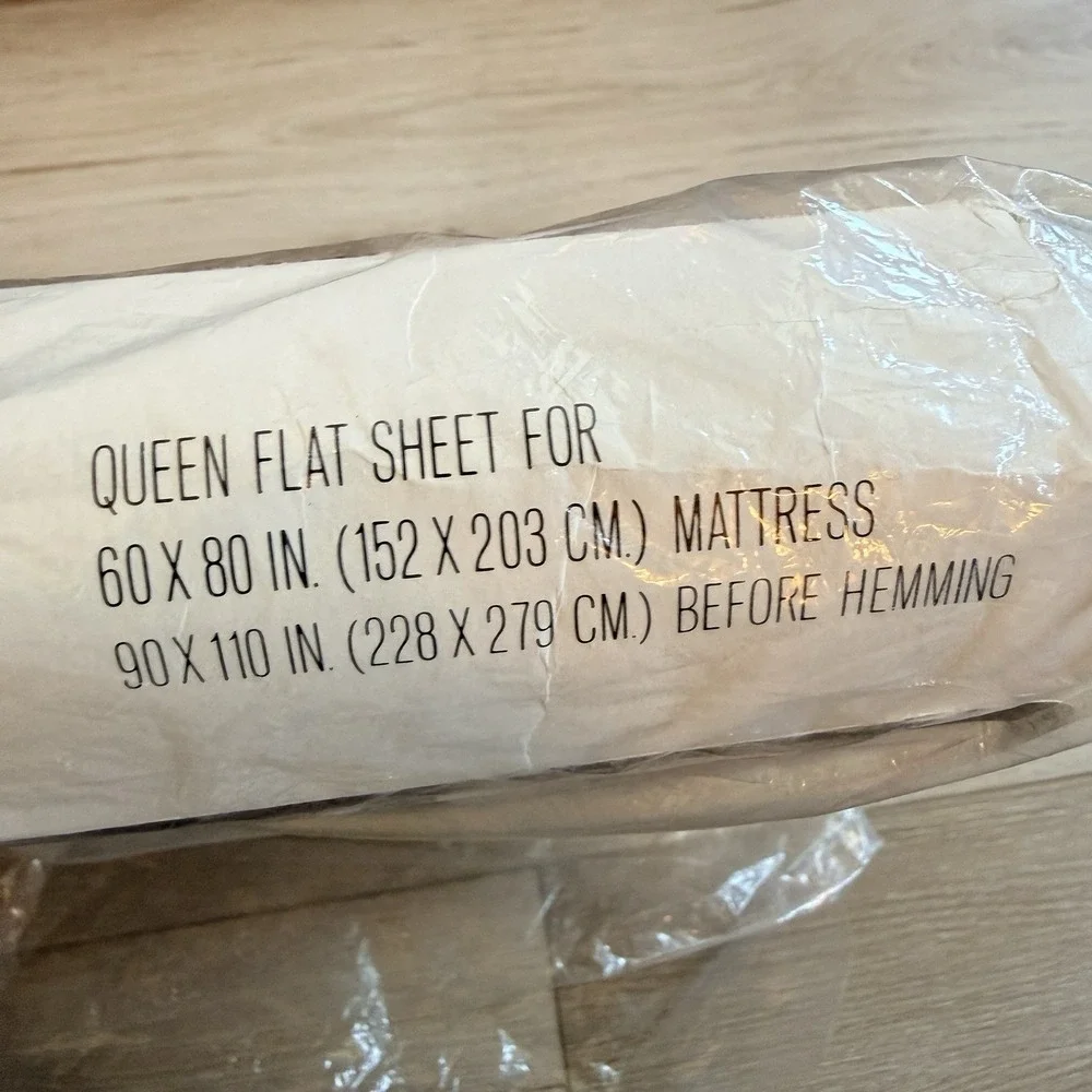 Snugnalure Vintage SpringMaid Flat Sheet‎ Queen Size Cream